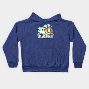 Turtle Mom and Babies (2) Kids Hoodie